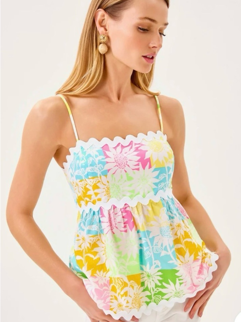 Lilly Pulitzer Multi-Color Floral Scalloped Camisole